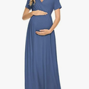 Women's Maternity Maxi Dress Short Sleeve Ruched V Neck Pregnancy Clothes for Summer Going Out Dresses, Size: 2XL