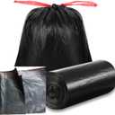 Tear-Free Trash Bags 13 Gallon,Black Drawstring Kitchen Garbage Bags,13+ Gallon Tall Kitchen Trash Bag Unscented,Large Bathroom Garbage Bag (100)