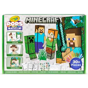 Crayola Minecraft POPs 3D Art Kit for Kids, Create 3D Characters, Coloring Activity Set with Markers & Stickers, Minecraft Toys, Gift for Boys & Girls