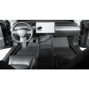 Tesla Model Y 2021-2025 2026 Floor Mats 3-Piece Set | Extra-Thick TPE All-Weather Floor, Black