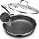 Non Stick Frying Pans 12 inch, Hybrid Improved Version Frying Pans Nonstick with Lid,non stick Stainless Steel Skillets, Dishwasher and Oven-Safe Chef Pan, PFOA Free Cookware