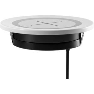 Desk Wireless Charger, JE Make IT Simple 15W Fast Charging Station Desktop Grommet Sleek Invisible Power Charging Pad, for iPhone 16/15/14/13/12 Series, Samsung, Airpods and Qi-Enabled Devices (White)