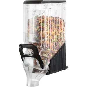 Restaurantware Met Lux 3.4 Gallon Dry Food Dispenser, 1 Airtight Cereal Dispenser - With Base Stand, Single Control, 1 Black Plastic Grain Dispenser, For Snacks, Nuts, Or Coffee Beans