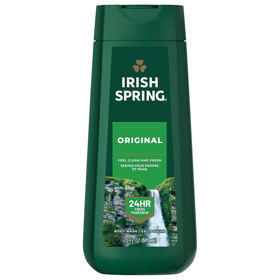 Irish Spring Mens Body Wash, Original Scented Body Wash for Men, Smell Fresh and Clean for 24 Hours, Cleans Body, Hands, and Face, Made with Biodegradable Cleansing Ingredients, 20 Oz Bottle