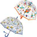 RONIARE 2 Pack Kids Clear Umbrellas for Rain Dome Bubble Umbrella Windproof for Toddler Boys Girls (Car,Rocket)