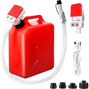 Automatic Fuel Transfer Pump with Auto-Stop, 51'' Extra Long Hose, 3.2 Gallon per Min, Battery or USB Powered, 4 Can Adapters, Fast and Safe Portable Gas Can Pump for Oil, Diesel, Gasoline.