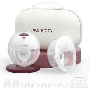 Momcozy M5 Hands-Free Wearable Breast Pump, Double-Sealed Flange for Baby-Like Comfort, 3 Modes & 9 Suction Levels, Portable Electric Pump – 24mm, 2-Pack Quill Gray