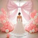 95 x 70 Inches Large Bow Themed Party Decorations Giant Pink Bow Decor Satin Ribbon, Contains Felt Big Pink Wall Decor Girl Coquette Birthday Decorations Bachelorette Bridal Supplies