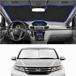 Custom Fit Windshield Sun Shade for Honda Odyssey 2011-2017 | Custom Fit Windshield Cover, Blocks UV Rays, Double-Layer Heat Shield, Durable Frame, Easy Fold & Storage