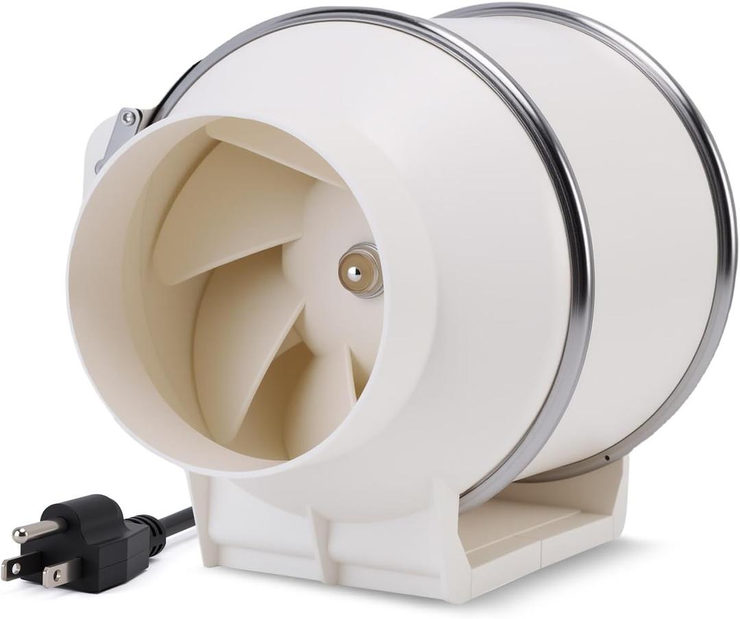 4 Inch Inline Duct Fan, 50W Ventilation Exhaust Blower Fans with 280 CFM High Efficiency Airflow for Ducting Vents Bathroom, Kitchen, Grow Tent and Hydroponics