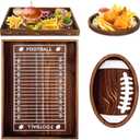 JarThenaAMCS 2Pcs Football Serving Tray 16 Inch Wooden Football Plates Reusable Wood Serving Trays and Platters for Football Season Game Day Party Decor (Brown)