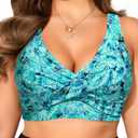 Women Plus Size Bikini Top - Twist Front Swimsuit Top Push Up Full Coverage Bathing Suit 2025 Swim Bra for Large Bust