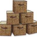 homyfort 12x12 Cube Storage Bins - Fabric Cubby Bins with Dual Handles, Collapsible Storage Organizer for Shelf, Closet, Nursery, Set of 6 PRINTING instead of Rattan Weaving (12inch)