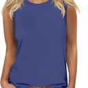 Womens Fashion Tank Tops Crewneck Loose Fit Basic Going Out Clothes Casual Summer Sleeveless Shirts for Women, Size M