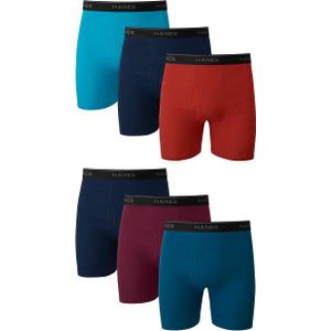 Hanes Mens Underwear Briefs, Cool Dri Moisturewicking Cotton Norideup For Men, Multipacks, Boxer, 6 Pack Assorted, Large US