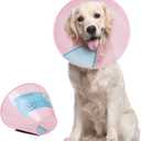 Supet Dog Cone Collar Adjustable After Surgery, Comfortable Pet Recovery Collar & Cone for Large Medium Small Dogs, Elizabethan Dog Neck Collar Plastic Practical (Pink, XXL)