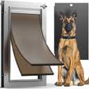 All Aluminum Dog Door, Rust Proof Heavy Duty Large Dog Door for Exterior Doors, Doggy Door with 2 Magnetic Flaps, Energy Efficient, Closing Panel, Pet Door for Pets Up to 110Lb