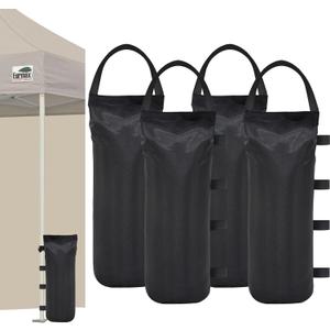 Eurmax USA Weight Capacity 112 LBS Extra Large Pop up Gazebos Weights Sand Bags for Pop up Canopy Tent Pergola Outdoor Instant Canopies, 4-Pack,Black (Without Sand) Dark Black (Standard)