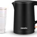 Dezin Electric Kettle, 0.8L Portable Travel Kettle with Double Wall Construction, 304 Stainless Steel Electric Tea Kettle for Business Trip, Small Electric Kettle with Auto Shut-Off (Without Cup) (Black)
