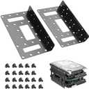 YAODHAOD 2.5" to 3.5" SSD/HDD Mounting Bracket, Up to 4 2.5 "SSDs Metal Mounting Bracket Internal Hard Drive Mounting Bracket Tray for PC/NAS/Server (2PCS)