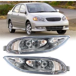 waltyotur Replacement for Corolla 2005 2006 2007 2008 Fog Lights Bumper Right Left Side Driving Fog Lamps Replacement for 8120-AA011 81210-AA011 TO2592106 TO2593106