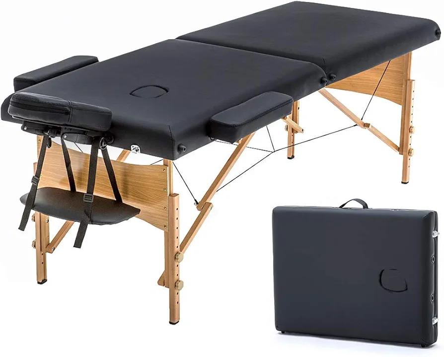 BestMassage Massage Bed Portable Massage Table 28 inche Wide Lash Bed Heigh Adjustable 2 Folding Spa Table with Non-Woven Bag for Spa Footmassage Facial CareSpa Tattoo