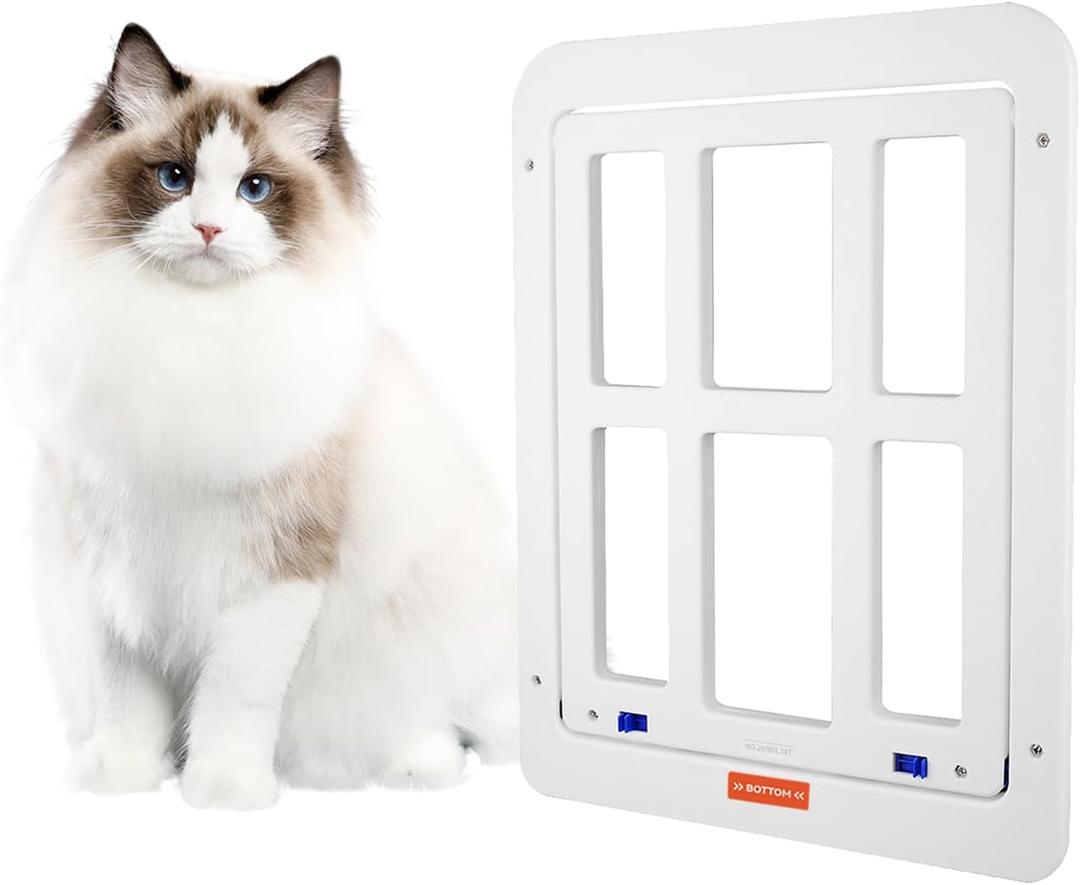 Small Dog Door for Screen Door, Inside Opening 8.2" x 9.6", Easy Install Pet Screen Door for Small Dog Cat Door with Magnetic Flap Lockable Door Insert for Sliding Door, White