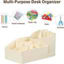 Rotating Desk Organizer with 1 Pen Holder,Pencil Pen Holder for Desk, Pen Organizer with 9 Slots, Desktop Storage Organizers and Accessories for Office Home Art Supplies