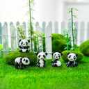H&D HYALINE & DORA 5pcs Miniature Blown Glass Panda Figurines Animals Ornaments Hand Blown Art Collectible Tiny Panda Gift Home Office Table Decor