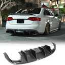 Carbon Fiber Rear Bumper Diffuser for Audi S4 B8 2008-2012 Rear Bumper Cover Lower Lip Spoiler Valance Protector Factory Outlet (Without LED Light)