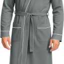 NY Threads Men's Robe Cotton Blend Knit Bathrobe (Gray, M)