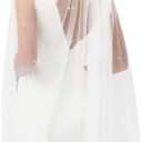 Wedding Veil, 1 Tier Pearl Bridal Veil, With Metal Comb Veils for Women Wedding (White)