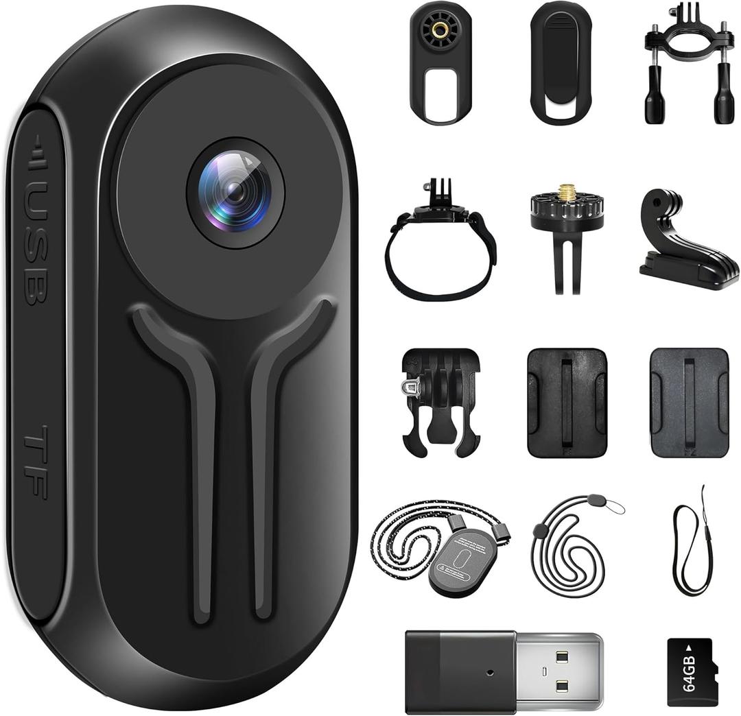 1080P Mini Action Camera, Magnetic Mini Body Cam, Portable Small Sports Camera, HD 1080P Action Camera with Display Screen for Bicycle and Motorcycle Helmet Camera for Work, Travel, Pet Walking