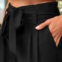 LILLUSORY Wide Leg Dress Pants Women's Paperbag High Waisted Business Casual Trousers with Removable Belt (Black, L)