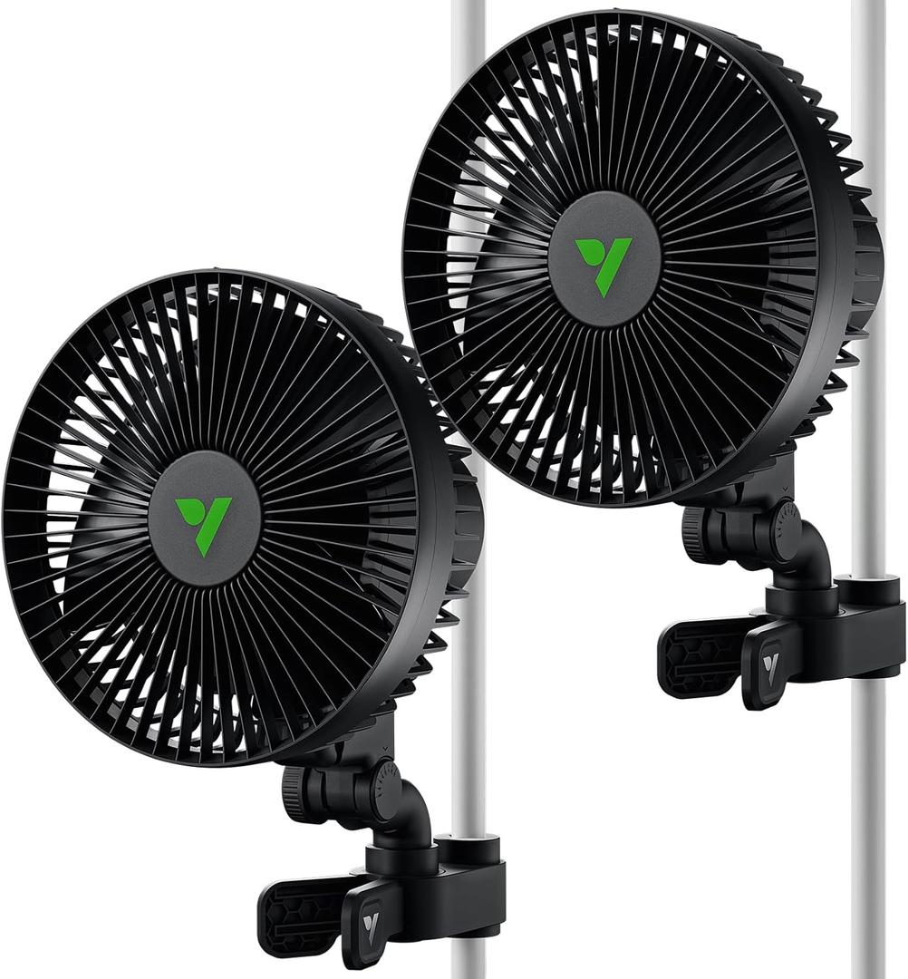 VIVOSUN AeroWave A6 Grow Tent Clip Fan, 6" Auto Oscillating Fan, Secure Non-Slip Clamp, Strong Air Circulating, and Low Noise, for Hydroponic Ventilation, 2-Pack