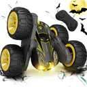 Tecnock Remote Control Car for Kids, 2.4GHz RC Car with USB-C Easy Charging, 4WD Double Sided 360 Rotates and Flips RC Stunt Car, Toys Gift for Boys and Girls (Yellow)