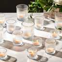 Mumufy 48 Pcs Assorted Votive Candle Holders Ribbed Glass Tealight Candle Holder Bulk for Table Centerpiece, Baby Shower, Home and Wedding Party Decoration (Clear)