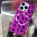 Sparkling Purple Red Leopard Case, Blazing Heart Shimmer Cover Compatible with MagSafe iPhone 16 Pro - Dynamic Magenta
