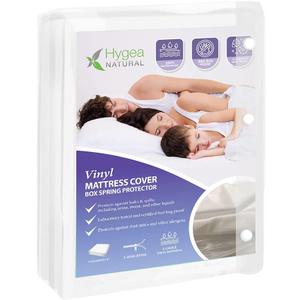 Hygea Natural Queen Size Tear-Free Vinyl Box Spring & Mattress Cover - Waterproof, Anti-Bed Bug and Allergen-proof, Zippered Encasement - 60 x 80 x 9 Deep - Durable Protection