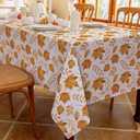 Romanstile Fall Rectangle Tablecloth 60 x 102 Inch,Thanksgiving Autumn Harvest Orange Maple Leaf Table Cloths, Stain Resistant Farmhouse Table Cover for Thanksgiving Holiday Dinner Party