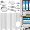 Portable Air Conditioner Window Kit with Universal Coupler Fit for 5.1"/5.9" Exhaust Hose, Mobile A/C Window Vent Seal Kit with 4 Adjustable Seal Plates for Vertical/Horizontal Sliding Window