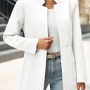 Cicy Bell Womens Casual Business Blazer Long Sleeve Open Front Notch Jacket (White, XL)