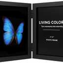4x6 Picture Frame Hinged, Double Picture Frames Fold, Wood Photo Frame for Tabletop or Desktop Display Vertically, Black