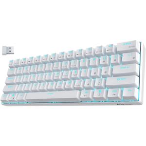 RK ROYAL KLUDGE RK61 Wireless 60% Triple Mode BT5.0/2.4G/USB-C Mechanical Keyboard, 61 Keys, Compact Gaming Keyboard w/Software (Hot Swappable Brown Switch, White)