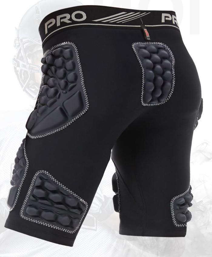 7-Pad Football Girdle for Men, Adult Football Girdle, Integrated Hip, Tailbone, Thigh Pads Girdles, Size XL