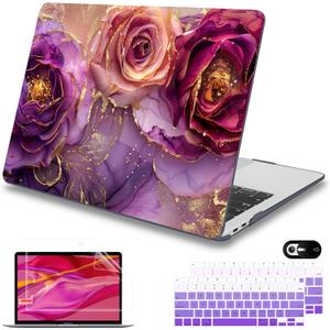 Mektron for MacBook Air 13 inch Case 2021-2018 Release A2337 M1 A2179 A1932, Plastic Hard Shell Case Only Compatible with MacBook Air 13 inch Retina Fits Touch ID, Marble Flowers