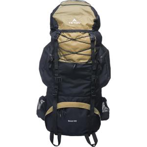 Teton 65L Scout Internal Frame Backpack for Hiking, Camping, Backpacking, Travel, Rain Cover Included, Buck Brown