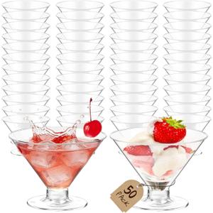 50 PCS Disposable Martini Glasses for Parties 5oz,Plastic Martini Glasses Disposable,Martini Plastic Cups for Wedding Party Bowl Wine Ice Cream Fruit