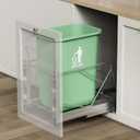 Pull Out Trash Can Under Cabinet, Door Mount & Pull Handle Twin-Mode, Pull-Out Garbage Holder, Under Sink Pull-up Kit with Soft-Close Slides, for Kitchen, Sink, Drawer(Bin Not Included) (18''D12''W17''H, Silver)