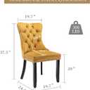 LKTART Dining Chairs Set of 6 Velvet Upholstered Tufted Back with Nailhead Trim and Back Ring Pull Solid Wood Legs for Kitchen Bedroom Dining Room Gold